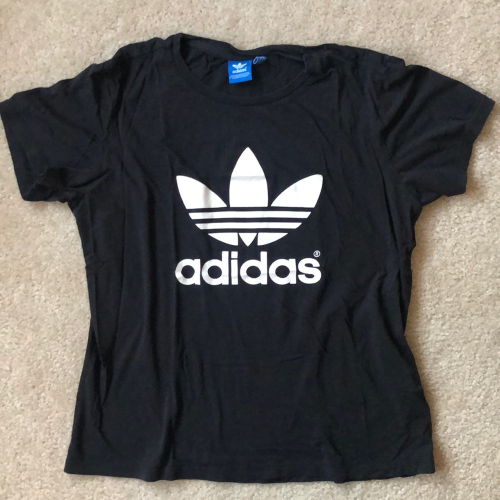 Womens Black Adidas logo t shirt